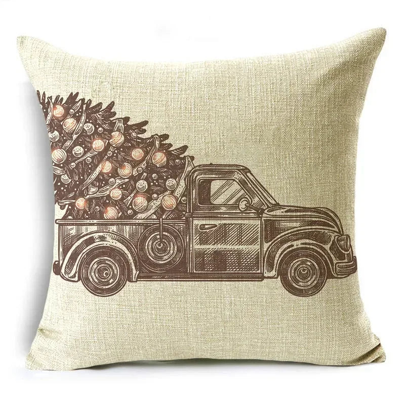 Axyaa Christmas Linen Cushion Cover Merry Gifts 18*18in