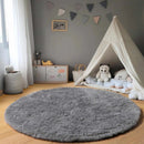 Axyaa Soft Shaggy Round Area Rug for Living Room Kids Bedroom Gray
