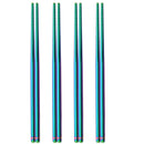 Axyaa Stainless Steel Reusable Non-slip Chopsticks Set, 4 Pairs