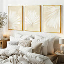 Beige Palm Leaf Prints Set, Boho Abstract Decor, Minimalist Tropical Art, Frameless Wall Decor, Axyaa