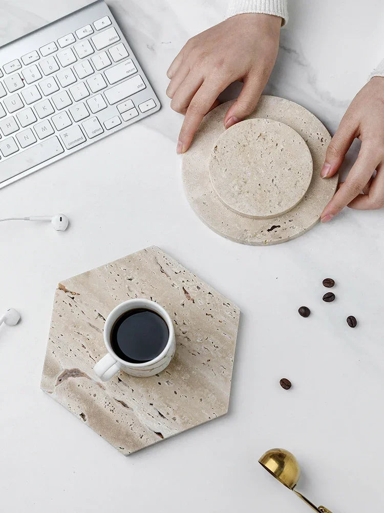 Axya Wabi Sabi Stone Coasters for Table, Photography Props, Home Decor