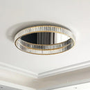 Axyaa Gold Steel Crystal LED Dimmable Ceiling Light for Luxe Living Spaces