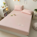 Axyaa Embroidered Milk Fleece Cotton Mattress Cover for Single Bed