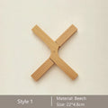 Axyaa Minimalist Beech Walnut Pot Mat Set - Easy Clean X-Type Insulation Mat