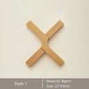 Axyaa Minimalist Beech Walnut Pot Mat Set - Easy Clean X-Type Insulation Mat