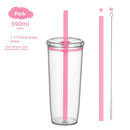 Axyaa Tritan Tumbler 590ml Clear Straw Cup for Outdoor & Office Drinks