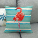 Flamingo Striped Animal Pillow Case for Living Room Sofa by Axyaa