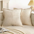Axyaa Corduroy Boho Striped 18x18 Inch Throw Pillow Covers for Couch Sofa