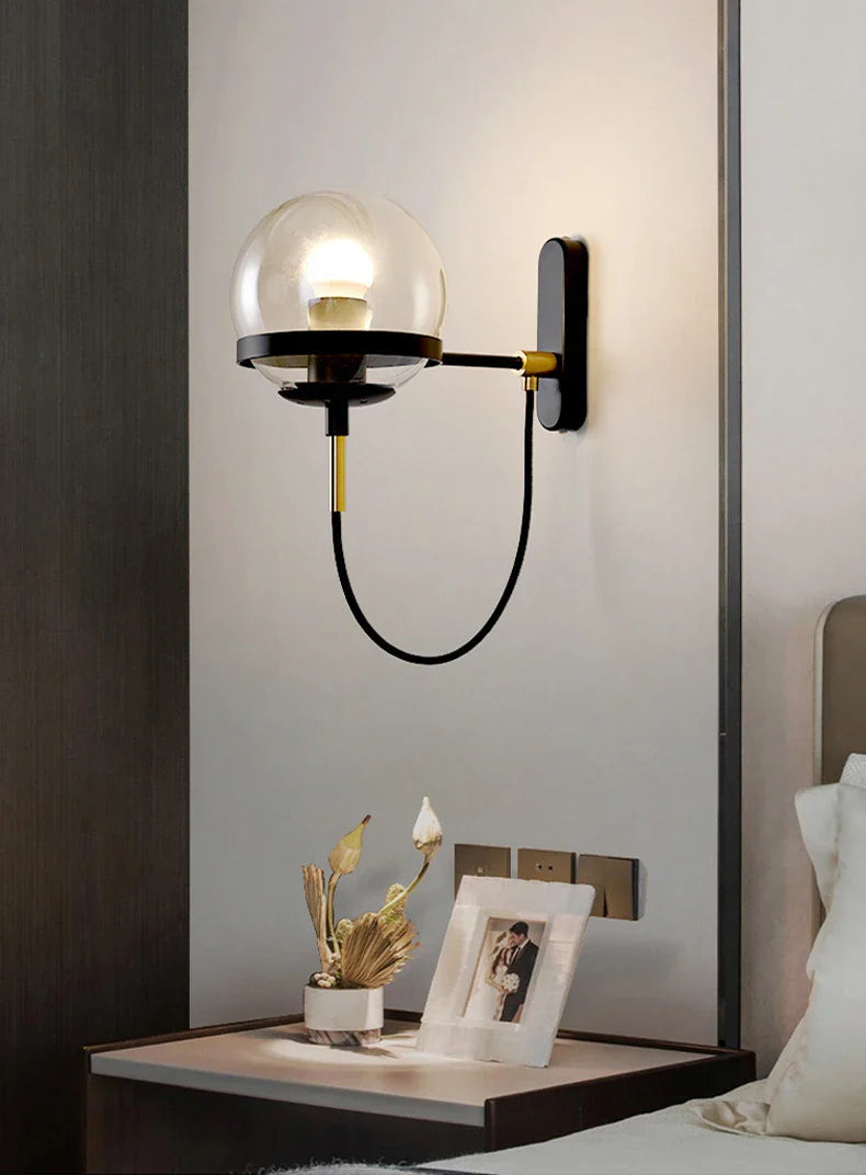 Axyaa Glass Shade Wall Sconce Lamps for Hotel Staircase and Bedroom, LED Wall Lights