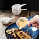 Axya White Ceramic Spice Dish with Handle and Sauces Cup