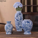 Axyaa Blue and White Ceramic Vase Pendant Wall Mounted Decorative Hydroponic Dried Flower Ornament