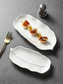 Axyaa Ceramic Banana Leaf Plate - Sushi, Dim Sum, Barbecue, Hotel Tableware