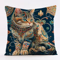 Axyaa Cat Linen Pillowcase 45x45cm for Home Décor and Comfort