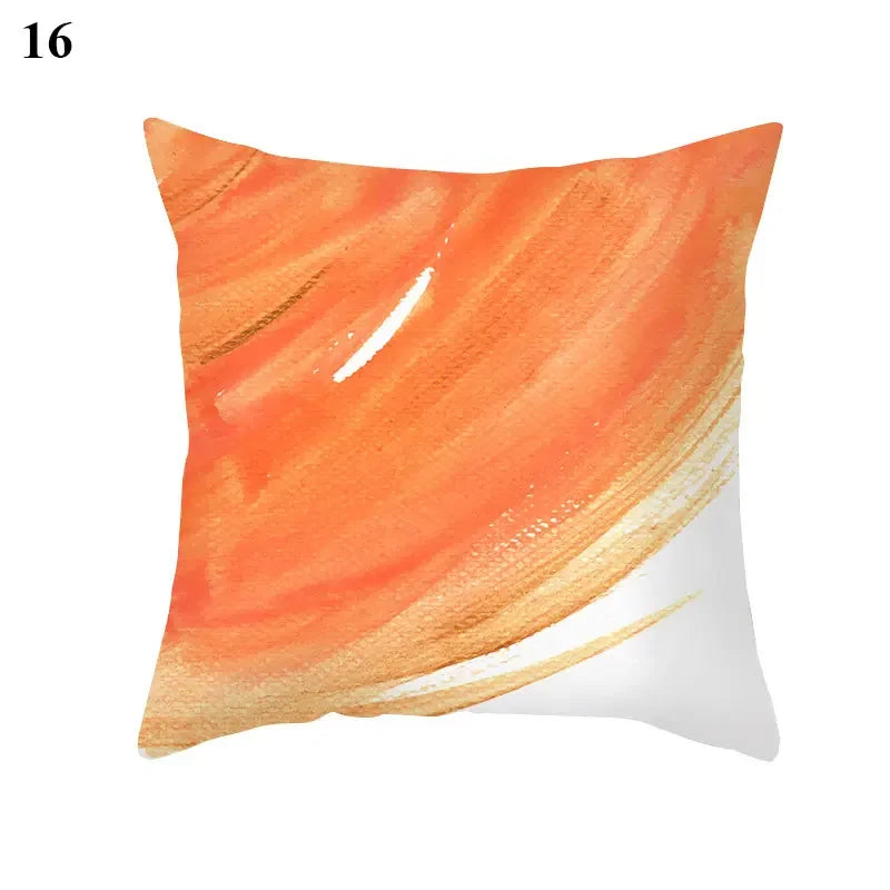 Orange Geometric Leaf Lines Pillowcase by Axyaa - Home Decor and Cozy Throw Pillows