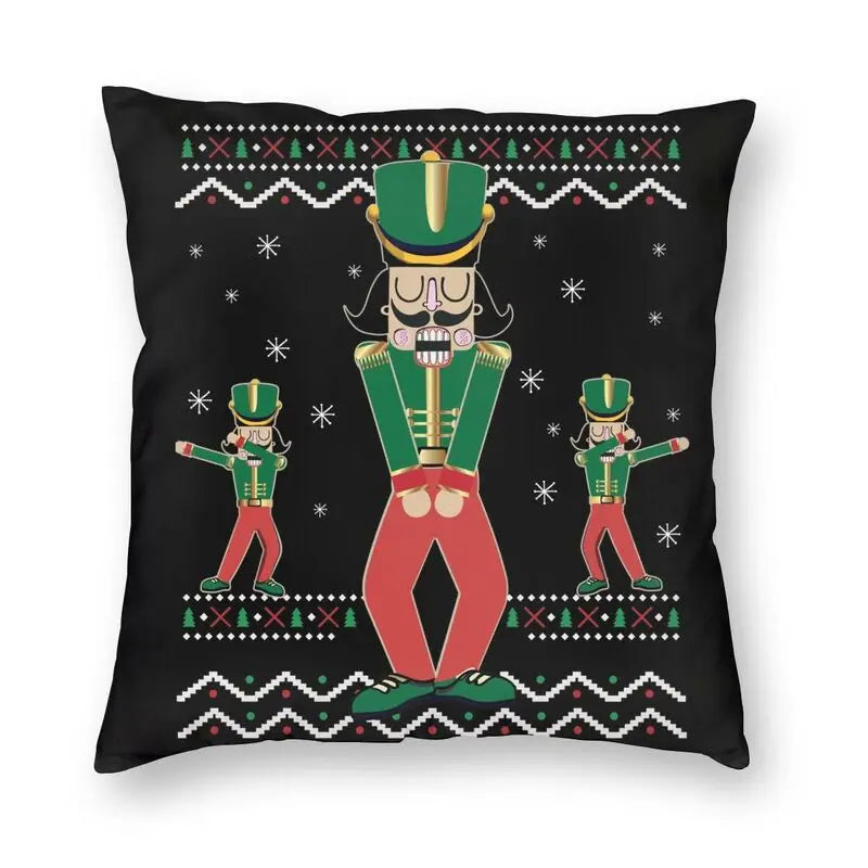 Nutcracker Doll Cushion Cover - Axyaa Square Throw Pillow for Christmas Home Decor