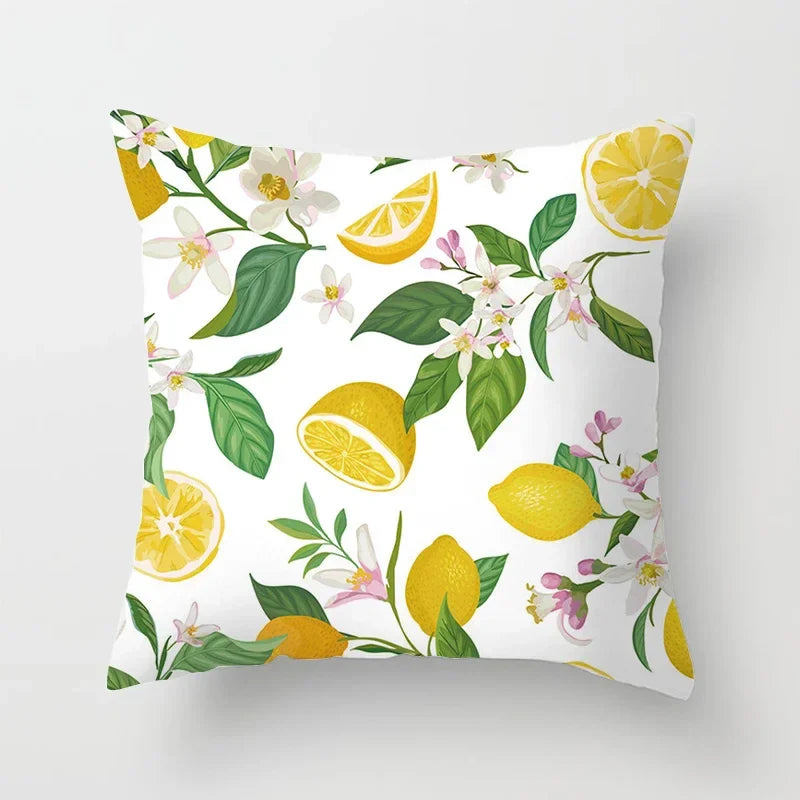 Lemon Pattern Summer Cushion Cover Throw Pillow for Sofa Decoration by Axyaa