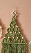 Axyaa Boho Christmas Macrame Wall Art Tree Decor - Holiday Xmas Hanging