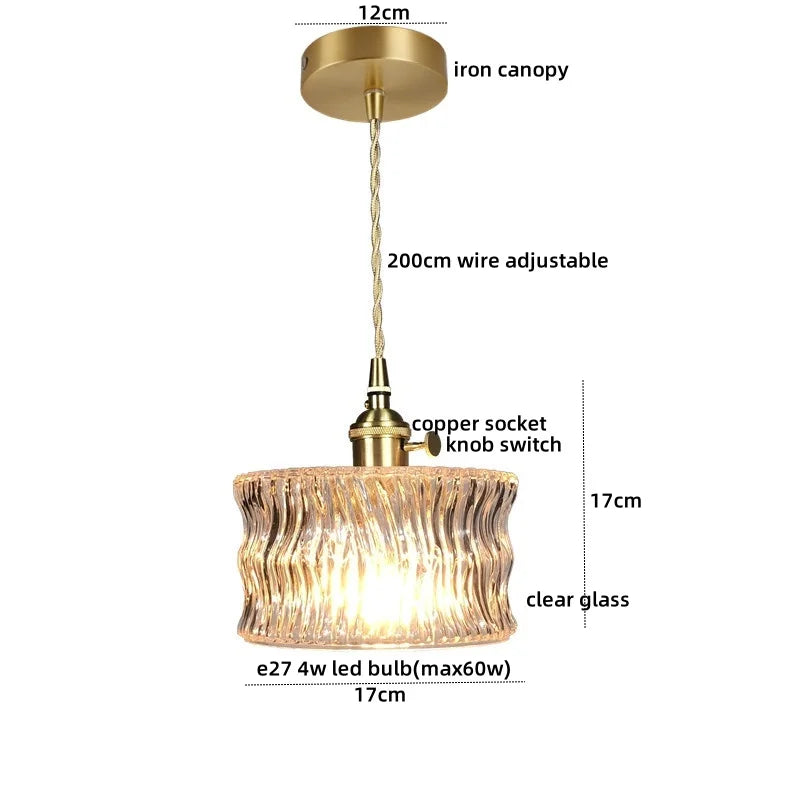 Axyaa Modern Copper Pendant Light Glass Chandelier for Living Dining Bar Kitchen