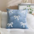 Axyaa Christmas Bowknot Embroidered Pillow Covers for Home Decor