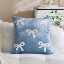 Axyaa Christmas Bowknot Embroidered Pillow Covers for Home Decor