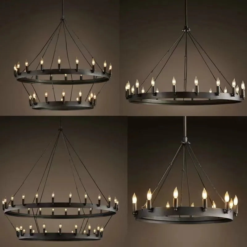 Axyaa Retro Iron Double Pendant Lamp for Cafe Restaurant Bar Chandelier