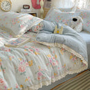 Axyaa French Lace Double Four-Piece Bedding Set with Wrinkled Yarn - 3-Piece Optional