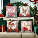Axyaa Christmas Decor Pillowcase: Santa, Deer, Candle Print Sofa Cushion Cover
