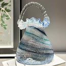 Axyaa Glass Craft Vase Basket Handbag Set | Home Decoration Floral Arrangement Accessory