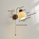 Axyaa Ceramic Wood LED Wall Sconce Pull Chain Switch Nordic Stair Light Fixtures