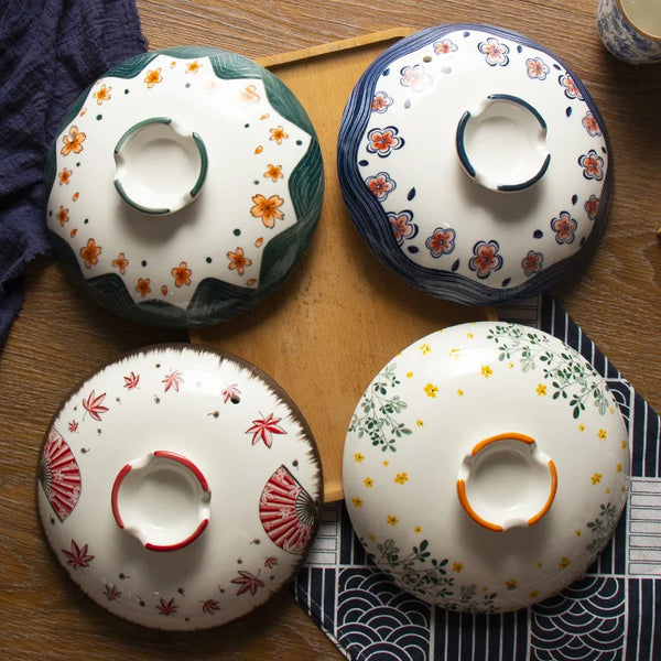 Axya Japanese Flower Clay Pot Casserole Stock Pot Soup Pan Gas Cooker