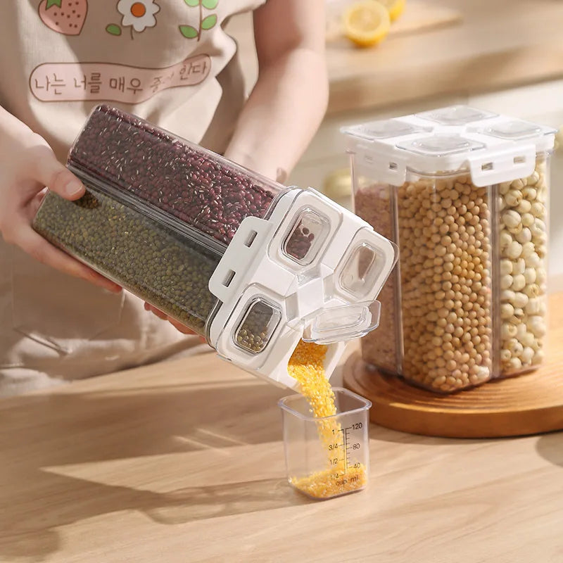 Axyaa Plastic Food Storage Container with Measuring Cup on Organizer Box