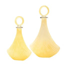 Axyaa Geometric Yellow Glass Vase with Cover for Home Decor