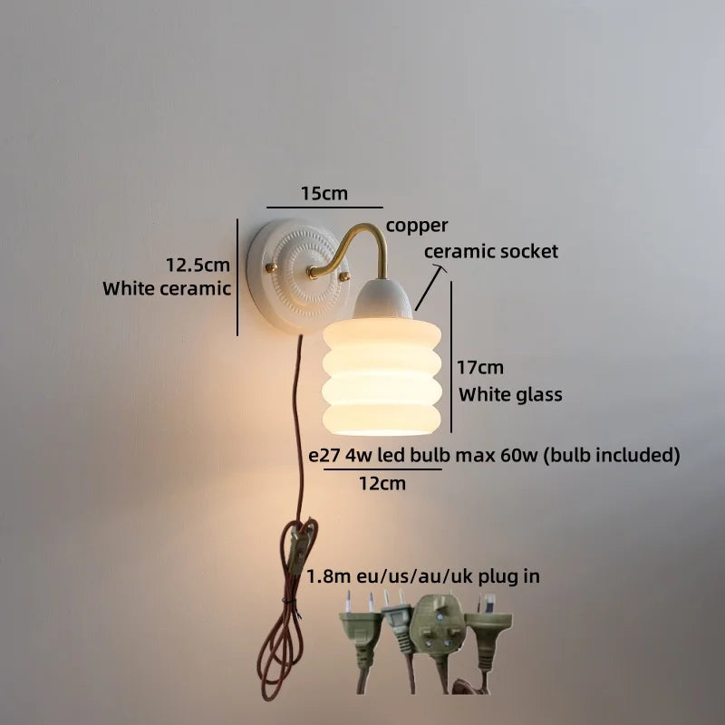Axyaa White Glass LED Wall Lamp Modern Nordic Style