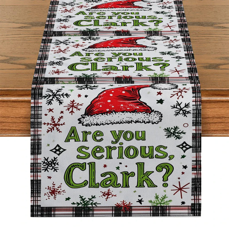 Axyaa Christmas Santa Hat Table Runner - Festive Kitchen Decor for Holiday Parties