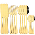 Axyaa 16-Piece Stainless Steel Cutlery Set - Silverware Spoon Knife Fork Tableware
