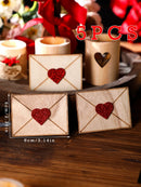 Wooden Envelope Ornaments with Red Love Hearts by Axyaa - Valentine's Day & Wedding Decor