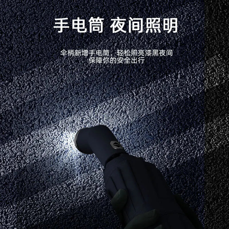 Axya LED Flashlight Umbrella - 10 Bone Windproof Business Automatic Three-Fold Umbrella
