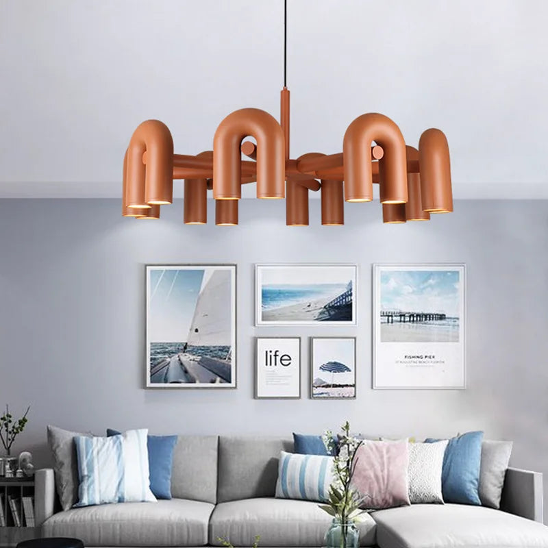 Axyaa Nordic LED Pendant Lamp Circle Ring Metal Light for Home Decor