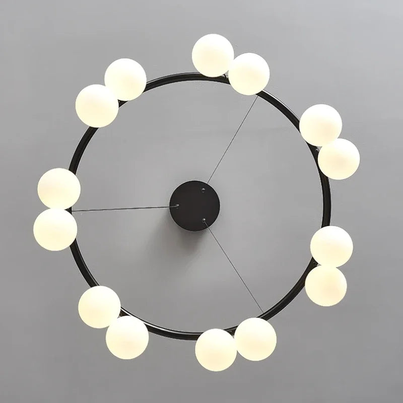 Axyaa White Glass Ball Chandelier Pendant for Kid's Room or Dining Area