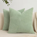 Beige Corduroy Striped Throw Pillow Covers 18x18 Inch for Couch, Axyaa Brand