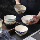 Axyaa Japanese Retro Ceramic Rice Bowl - Quality Tableware for Dining