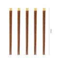 Axyaa 25cm Wooden Chopsticks Set with Brass Engraved Fortune Chinese Character