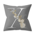 Axyaa Grey Flowery Print Alphabetic Cushion Cover for Home Sofa Decor 45x45cm