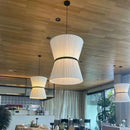 Axyaa Nordic White Pleated Fabric E27 LED Chandelier for Minimalist Living Room