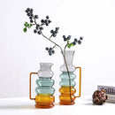 Axyaa Glass Bubble Ring Vase - Transparent Handle Flower Arrangement Terrarium