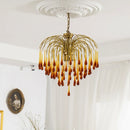 Axyaa Retro Crystal Ceiling Chandelier for Home Decor Lighting