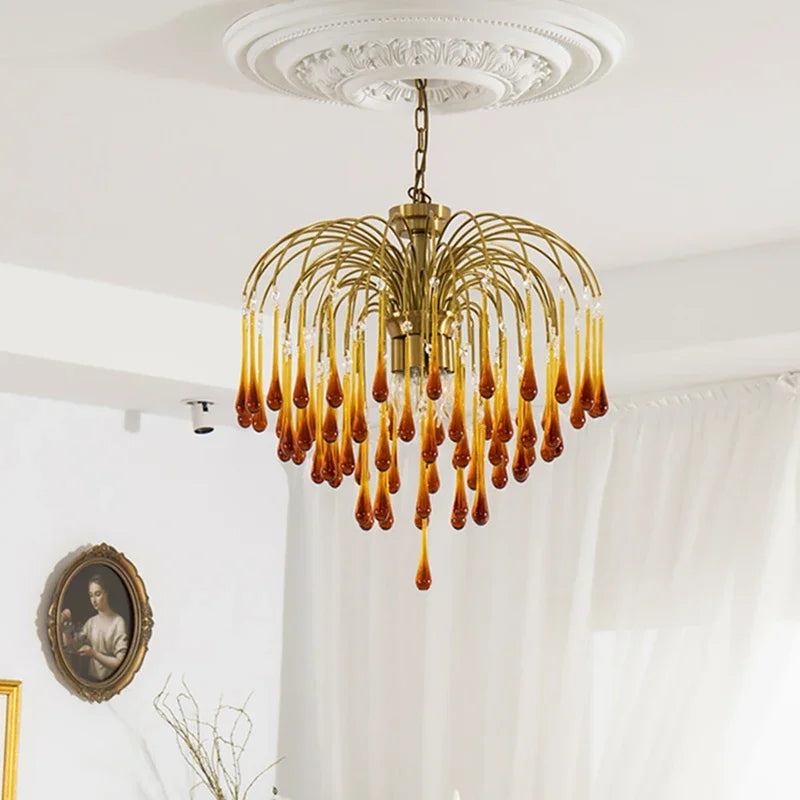 Axyaa Crystal Water Drop Ceiling Chandelier for Home Decor