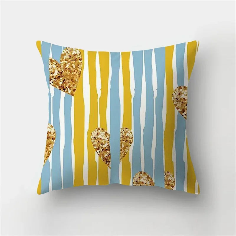 Blue Elk Geometric Pillow Case Cover by Axyaa - Fresh Animal Print Home Decoration