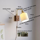 Axyaa Ceramic Copper LED Wall Lamps with Pull Chain Switch for Home Decor