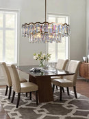 Axyaa Italian Crystal Round LED Pendant Lamp for Luxury Living and Dining Rooms